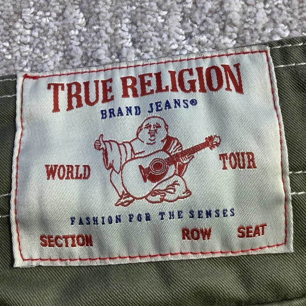 True Religion Mens Kalamata Green Cargo SN Pants HS Outline Size 36 x 32 NWT